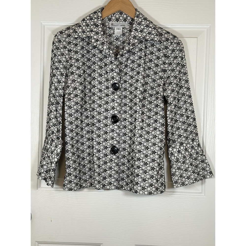 Elliot Lauren 4 Boho Cottage‎ Retro Bell Sleeve Button Top Classic Modest USA